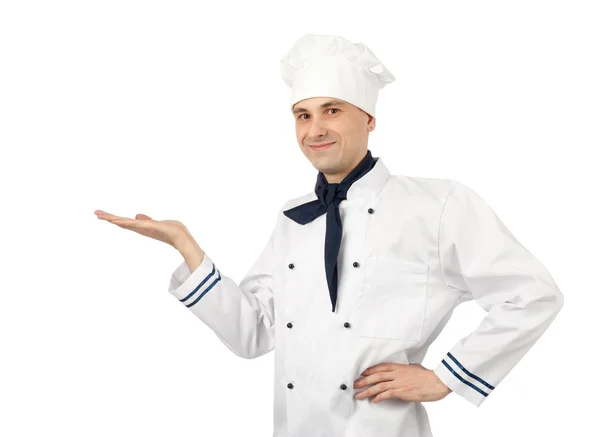 Chef masculino aislado sobre fondo blanco — Foto de Stock