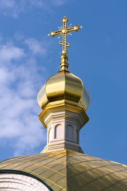 altın bir haç ve Ortodoks Kilisesi ve bl kubbe Close-Up