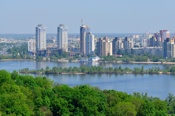 The view from Kiev botanical garden to the river and the left ba