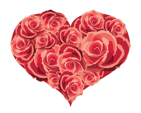 Coeur de fleurs, illustration vectorielle — Image vectorielle