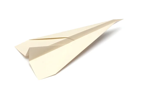 Papierflugzeug auf weißem Hintergrund — Stockfoto