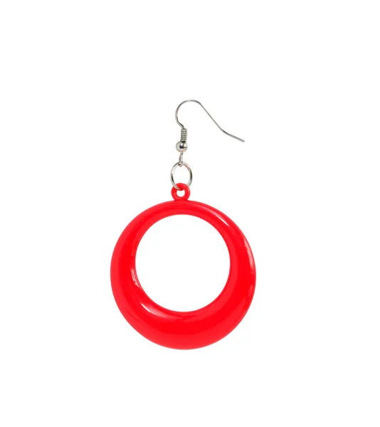 Rode kunststof earring — Stockfoto