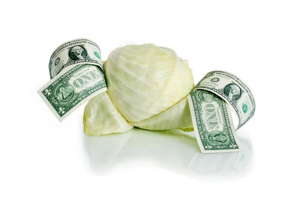白菜和金钱 — 图库照片