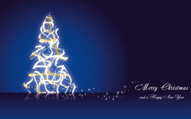 Fir tree on blue clipart