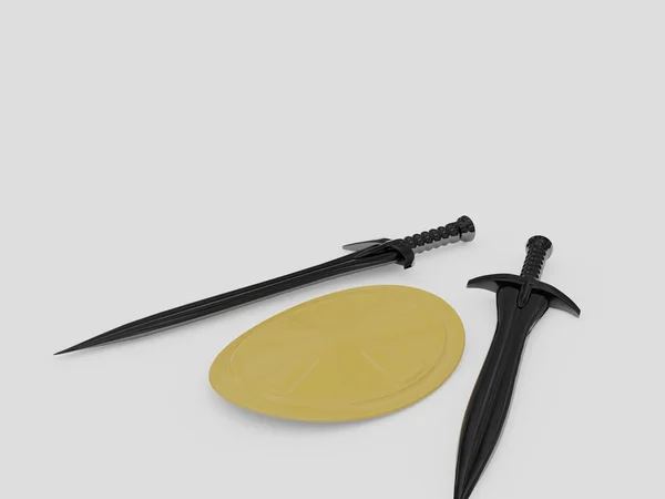 Espadas e escudo — Fotografia de Stock