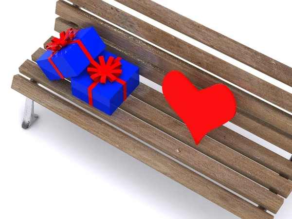 Gifts on bench — Stock Photo, Image