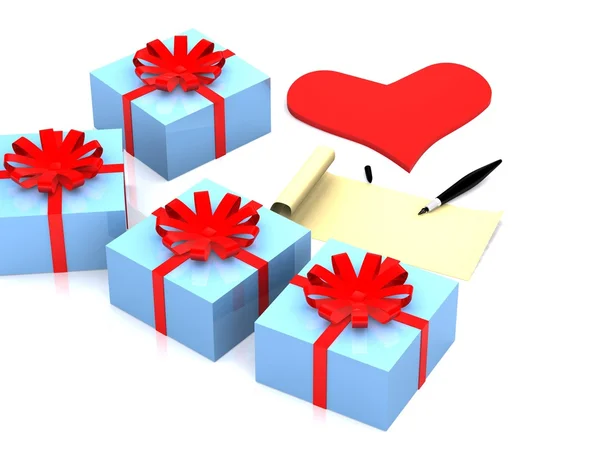 Letter and gifts. 3D — Stock Photo, Image