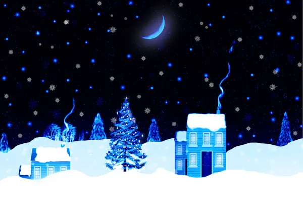 圣诞夜风景背景 — 图库照片