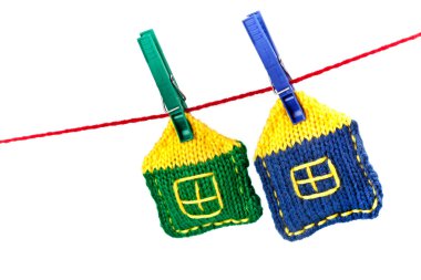 Two knitted colorful houses clipart