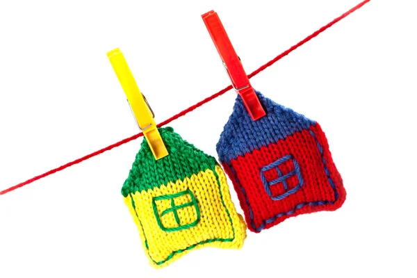 Due case colorate lavorate a maglia — Foto Stock