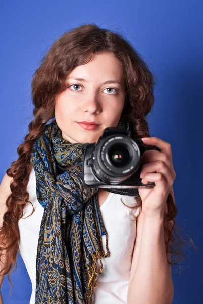 stock image Beautiful woman-photographer