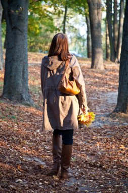 Woman in autumn park clipart