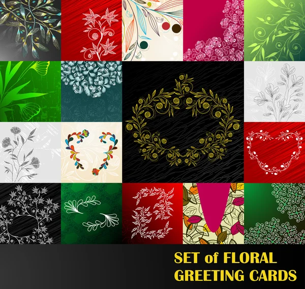 Conjunto de cartões de felicitações florais —  Vetores de Stock
