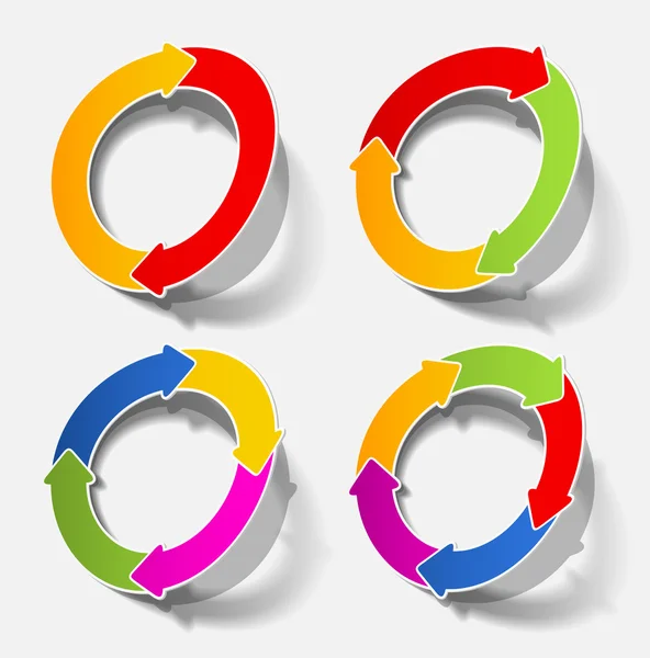 Freccia cerchio ciclo circolare diagramma movimento riciclaggio realistico ombra bastone — Vettoriale Stock