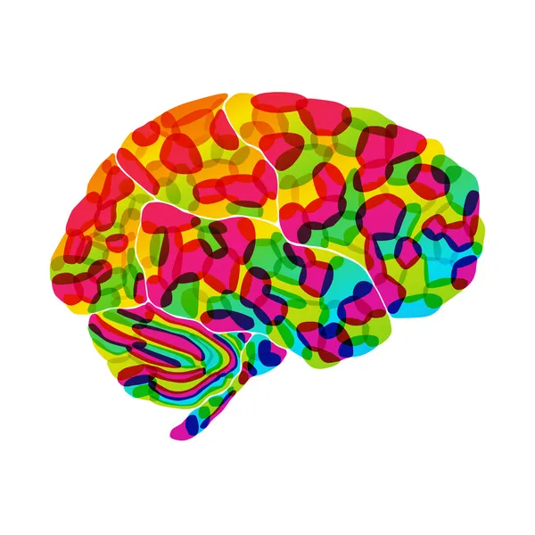 Cervello umano, sogno arcobaleno, sfondo astratto vettoriale — Vettoriale Stock