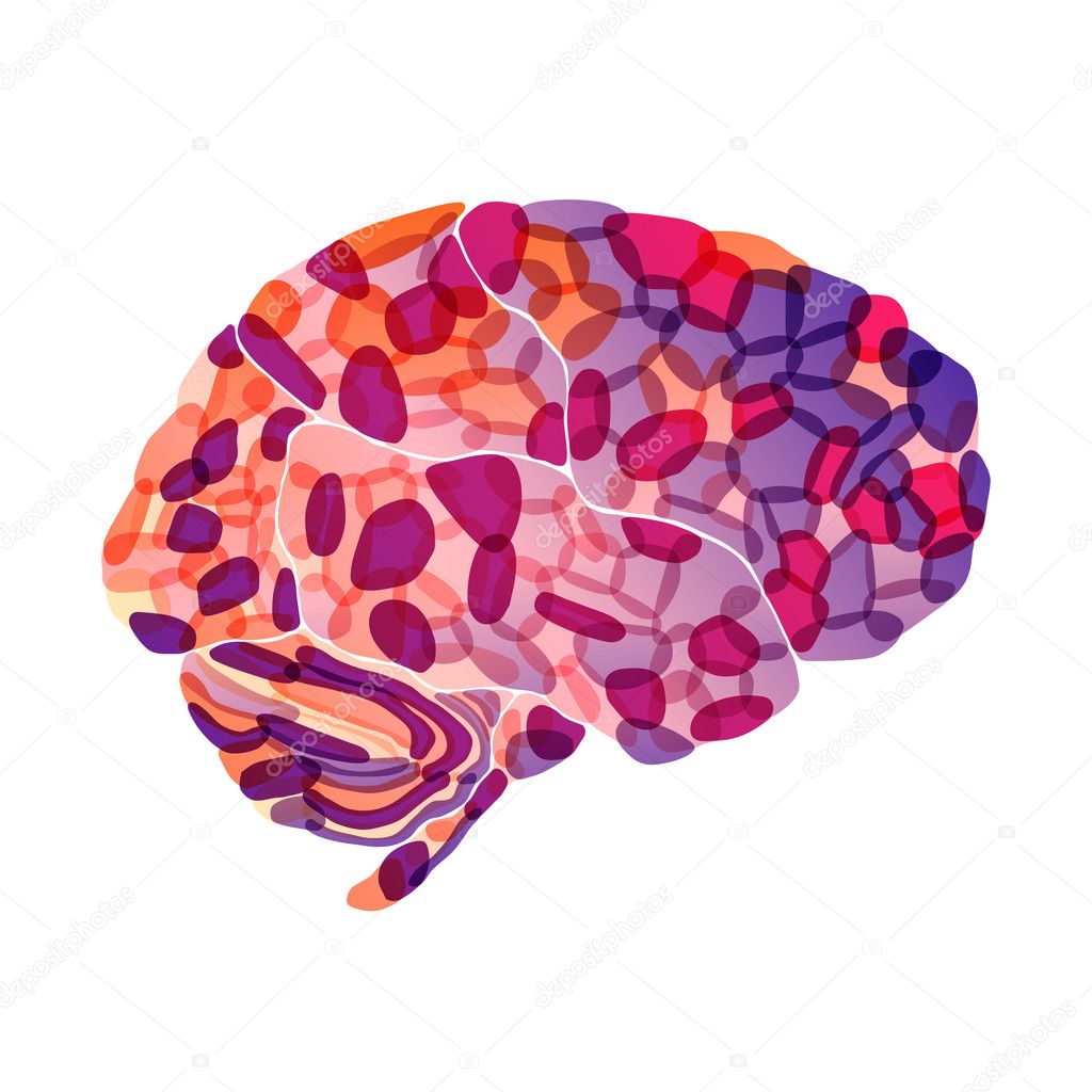 Human brain, purple fantasy, vector abstract background