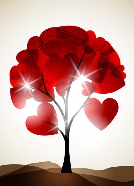 Valentine tree, abstract background clipart