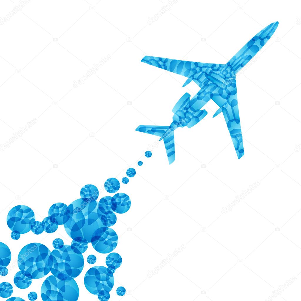 Airplane, vector abstract background