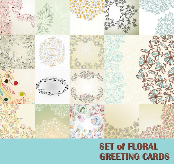 Jeu de cartes de vœux florales — Image vectorielle