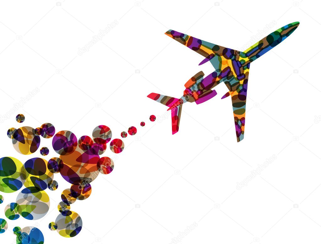 Airplane, vector abstract background