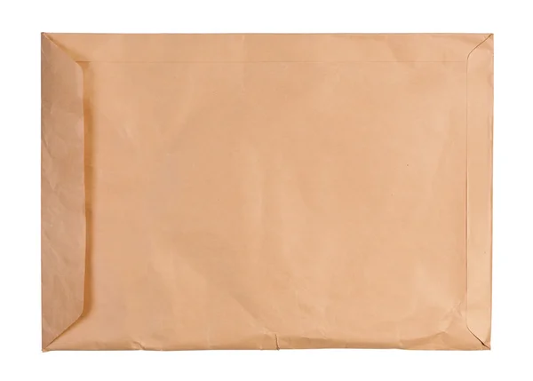 Большой использованный конверт изолирован на белом фоне . — стоковое фото