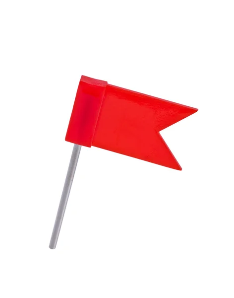 Pin de bandera color rojo aislado sobre fondo blanco . — Foto de Stock