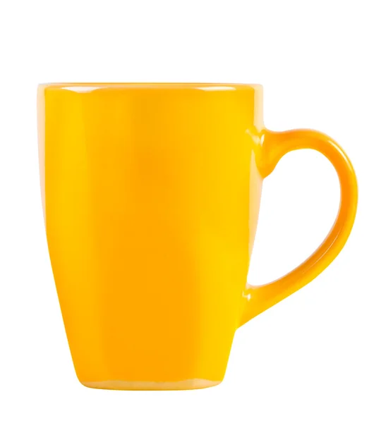Яскраво-жовта чашка ізольована на білому тлі . — стокове фото