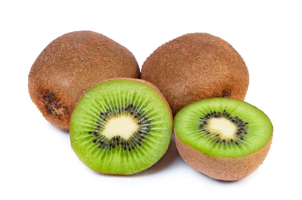 Gesneden?? Kiwi vruchten kern is te zien op een witte achtergrond. — Stockfoto
