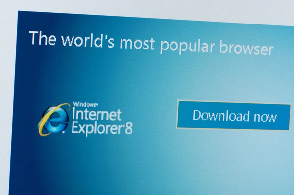 Internet explorer 8 download page. — Stock Photo, Image