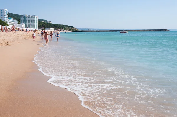 stock image Beach in seaside resort on the Black Sea coast August 13, 2011 i