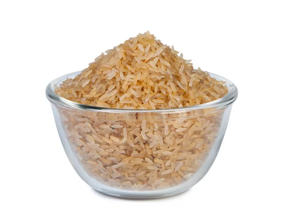 Brunt ris i en skål. — Stockfoto