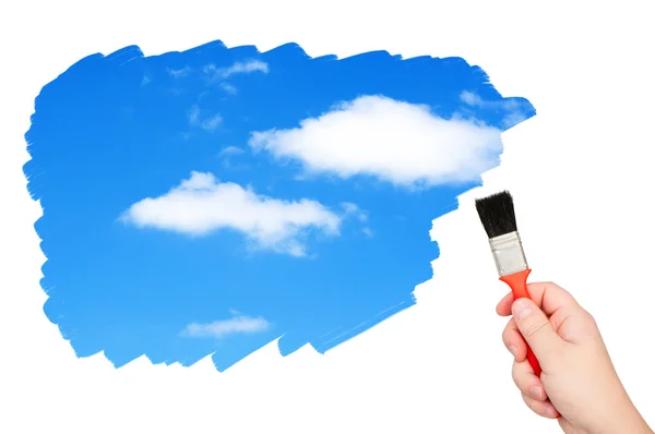 Небо з пофарбованими хмарами пензлем . — стокове фото