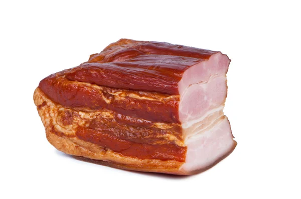 Geräuchertes Fleisch auf weißem Hintergrund — Stockfoto