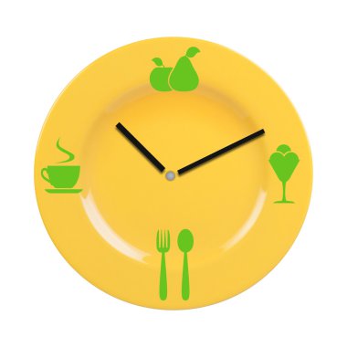 Plate with a dial and food icons. clipart