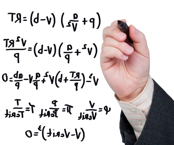 Уравнения, написанные маркером на стекле . — стоковое фото