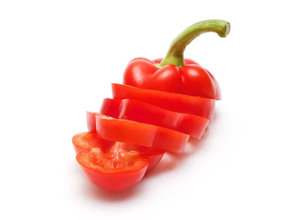 Rode paprika, gesneden door ringen — Stockfoto