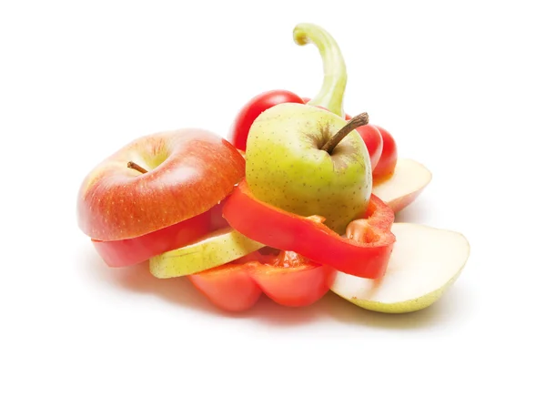Alles aus einem Apfel, einer Birne und einer Paprika — Stockfoto
