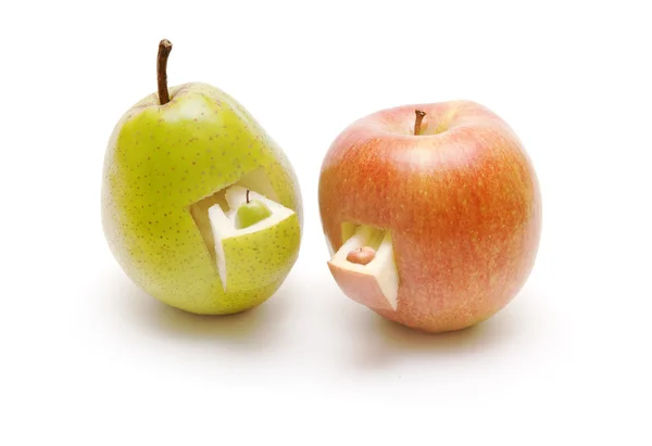 La composición de frutas de la manzana y la pera — Foto de Stock