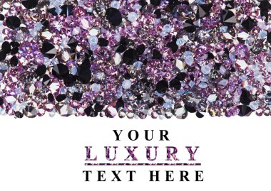 Purple diamond jewel stones luxury background with copy space on clipart