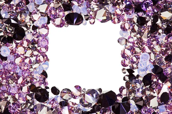 Birçok küçük mor elmas, copyspac ile yapılmış kare çerçeve — Stok fotoğraf