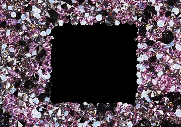 Čtvercový rám z mnoha malých nachové diamanty, s copyspac — Stock fotografie