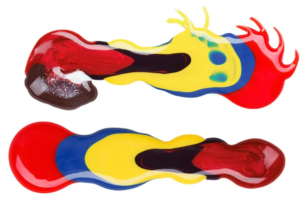 Nagellak (glazuur) gemengd multicolor monsters, geïsoleerd op wit — Stockfoto