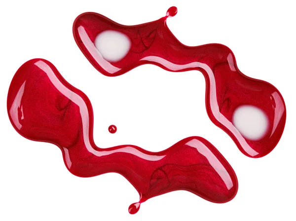 Campioni di macchie di smalto rosso (smalto), isolati su bianco — Foto Stock