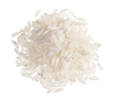 Polished long rice heap isolated on white clipart