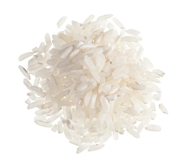 Σωρού γυαλισμένο πολύ ρύζι που απομονώνονται σε λευκό — Φωτογραφία Αρχείου