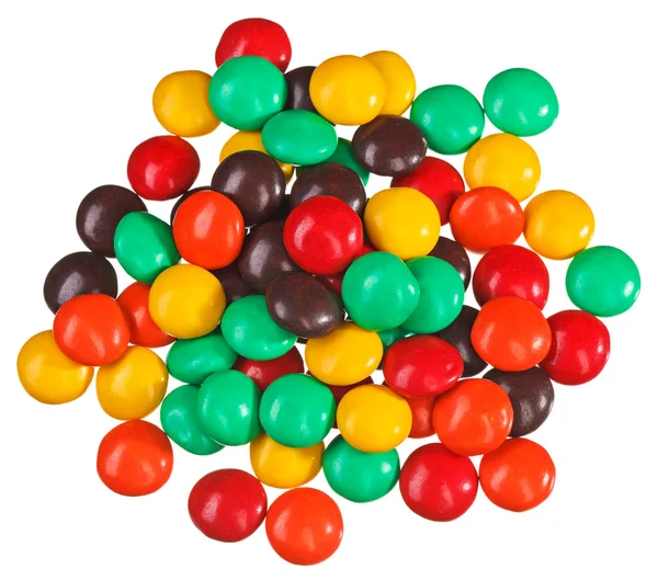 Multicolor bombones (caramelos de bola) montón, aislado en blanco — Foto de Stock