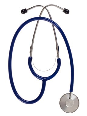 Medical stethoscope (blue) isolated on white clipart