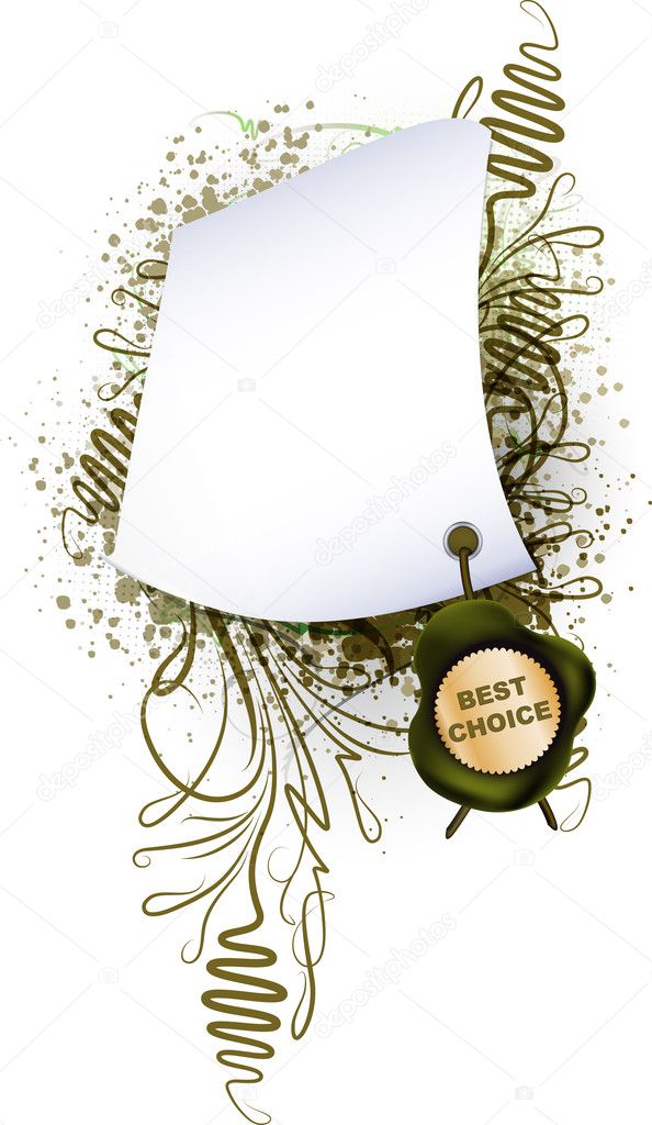 Parchment with the seal on plant background