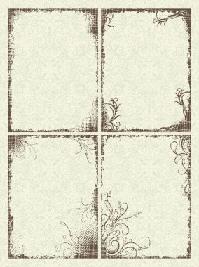 Set of four frames in grunge style. clipart