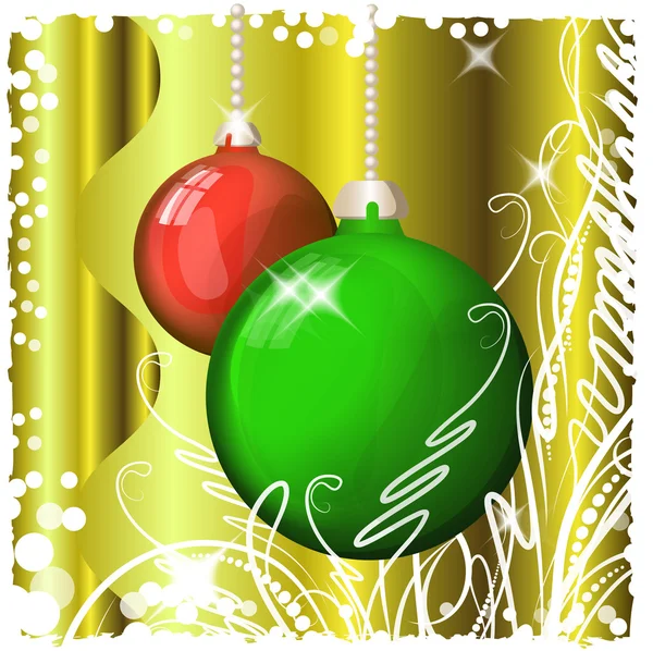 Stylish christmas background with balls and gold decors — Stock Vector